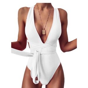 Hot Miami Styles White One-Piece Multiwear Swimsuit